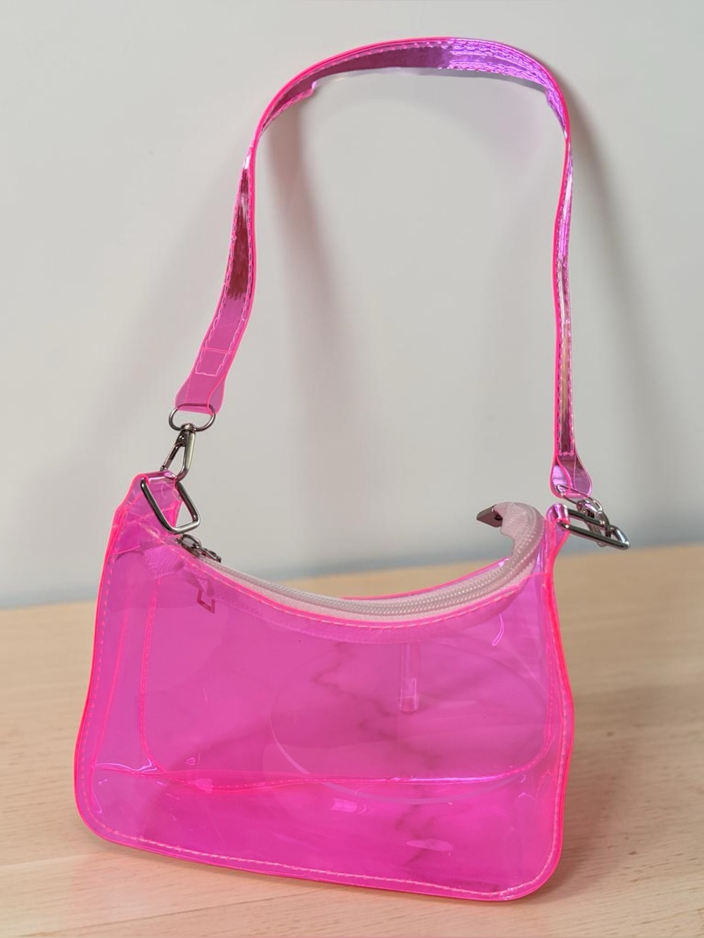 Concert Stadium Tote Neon Pink Jelly Shoulder Bag - Picture 1 of 8